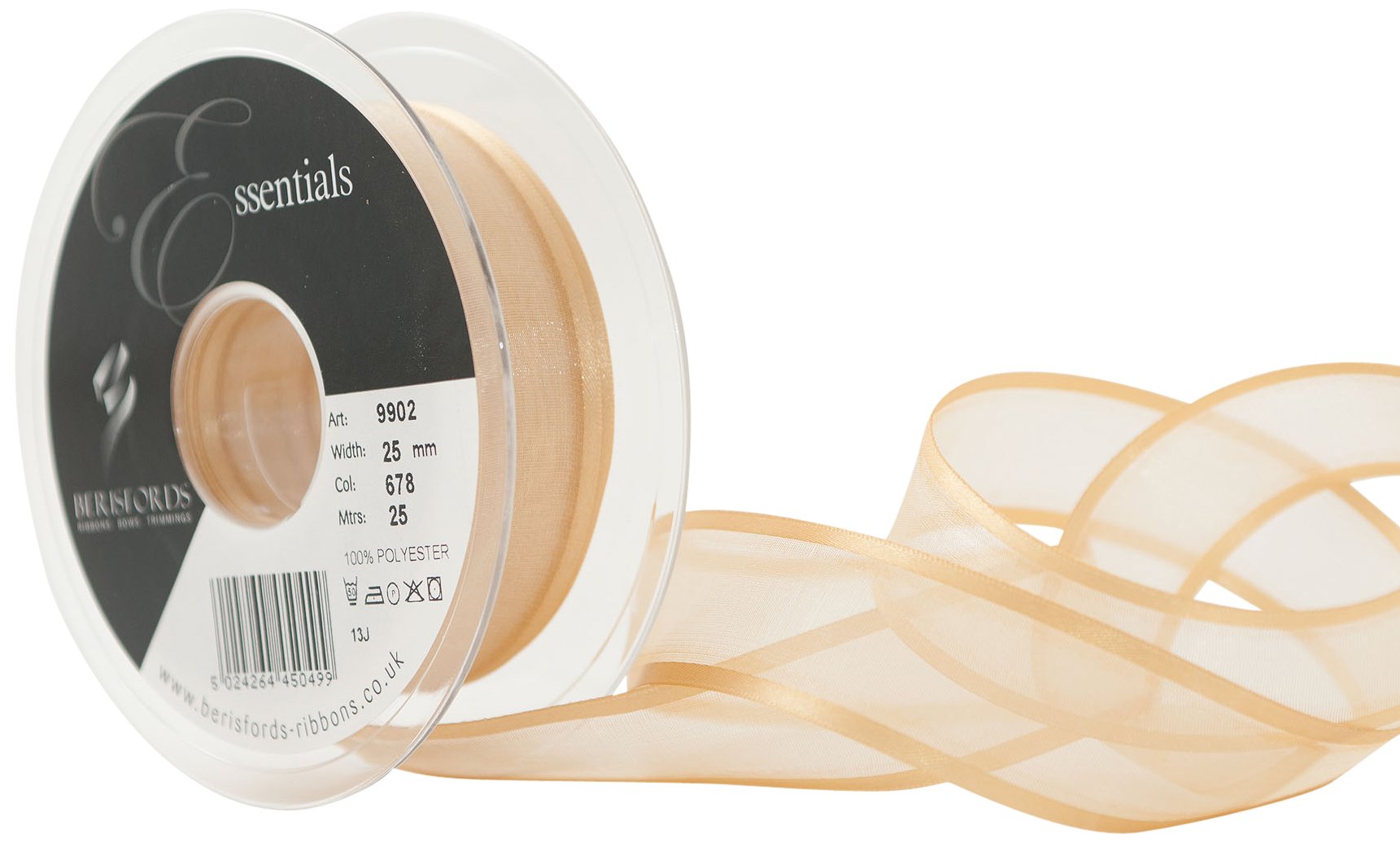 Berisfords 678 Honey Gold Sheer Elegance Ribbon (Value Roll)