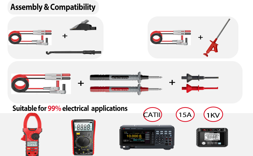 Young Dance 12pc Multimeter Test Leads,Test Leads with Alligator