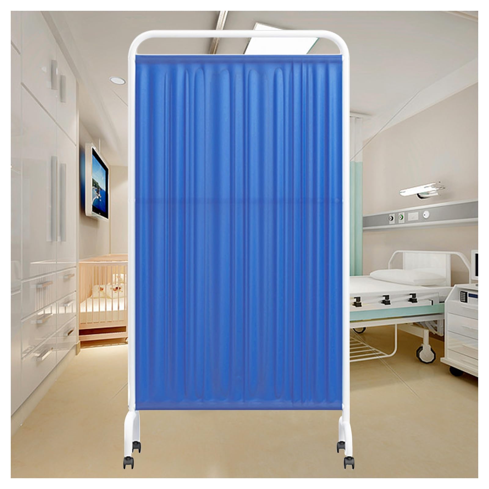 Cloison de séparation mobile tissu robuste roulettes de frein 1 panneau
