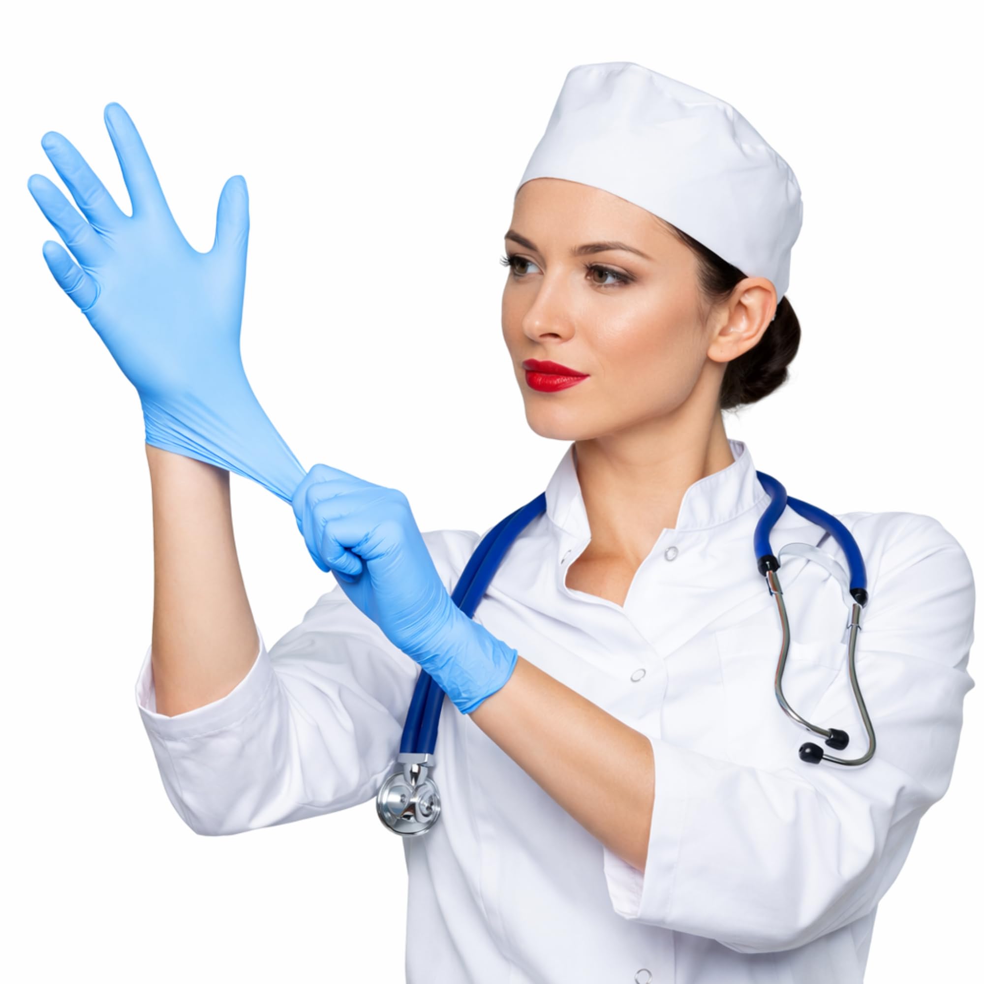 S&S Medical 100 Guanti NITRILE MONOUSO Resistenti senza polvere Dispositivo Medico ipoallergenici senza lattice | Medici Chef Estetisti Tatuatori Uso Alimentare | Varie Taglie Disponibili (Blu, M)