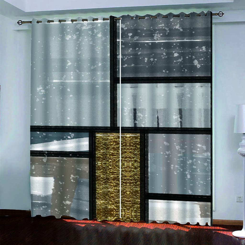 Maynuo Grey Bedroom Blackout Curtains 3D Super Soft Kids Geometric Art Curtain For Living Room 104X94inch 2Pcs Top Eyelet Room Darkning Blackout