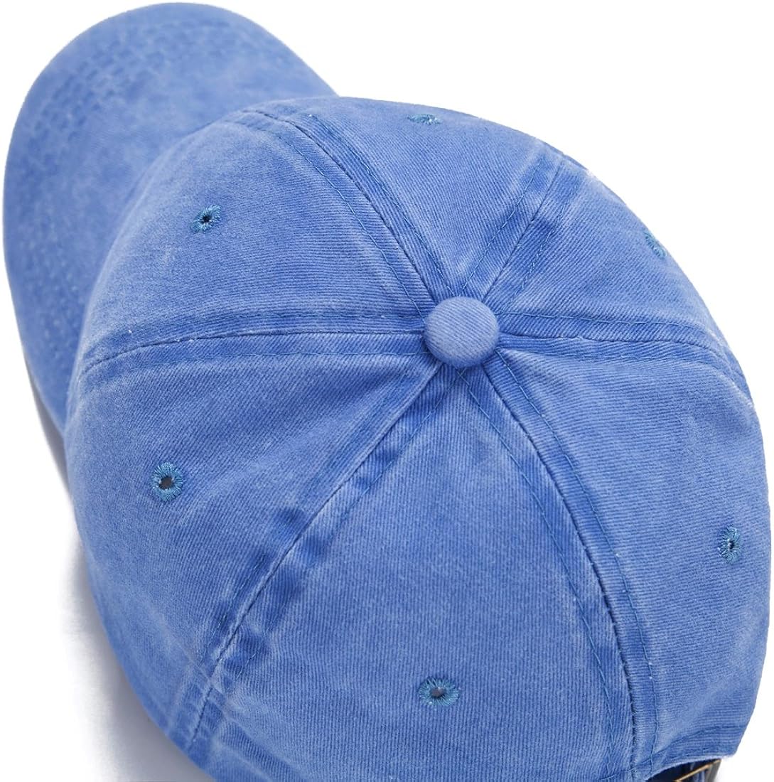 Edoneery Men Women Cotton Adjustable Washed Twill Low Profile Plain Baseball Cap Hat（Light Blue） at  Men’s Clothing store