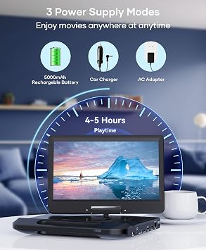 FANGOR 12.5 Portable Blu-ray Player with 10.5 1080P Full HD Swivel Screen, Blu-ray DVD Player with HDMI Out & AV in, 4-5 Hours Rechargeable Battery, Support USB/Micro SD Card