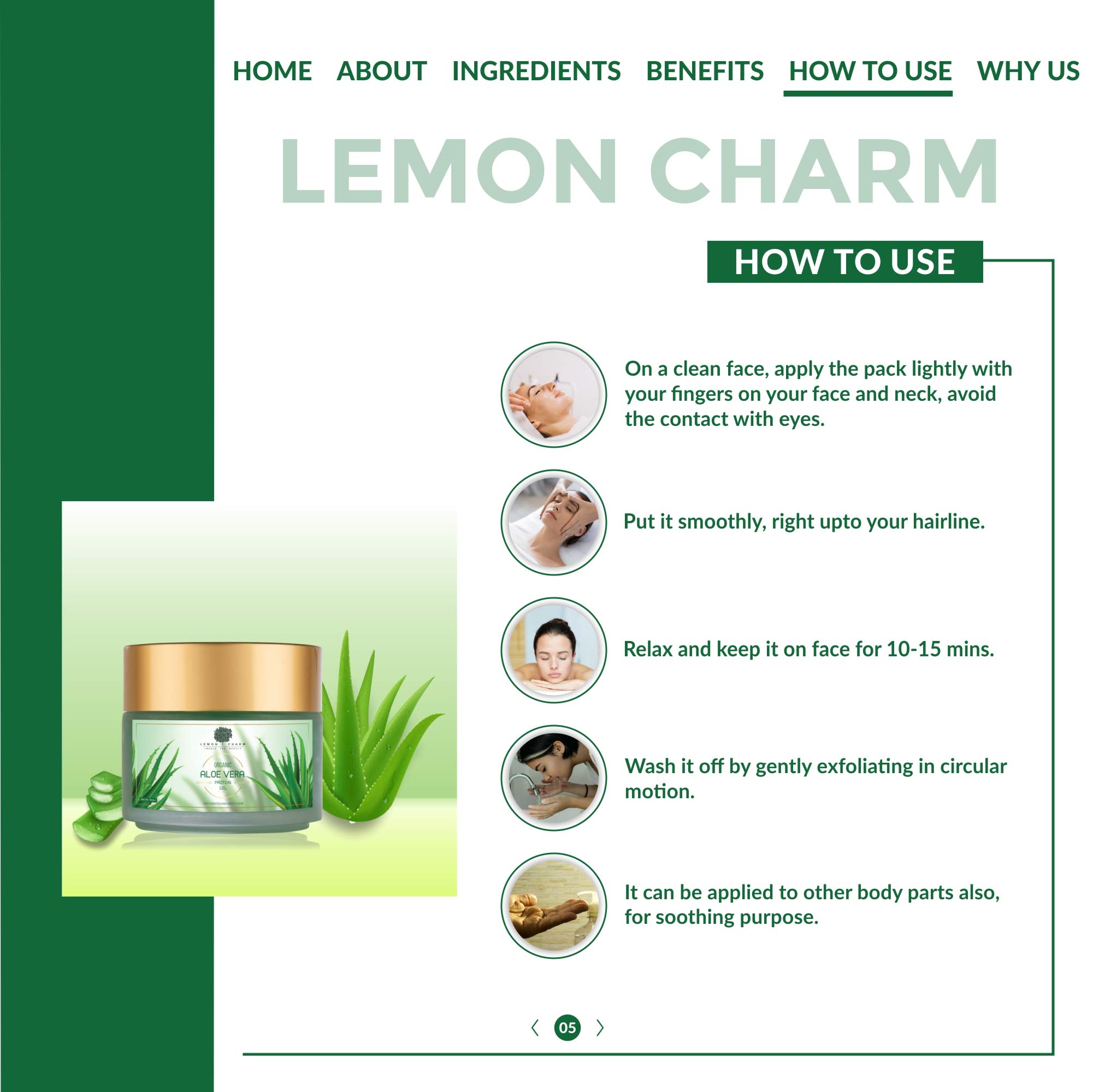 Lemon Charm Organic Vitamin B12 Enriched Aloe Vera Protein Gel |No Paraben,  Sulphate, Chemicals & Mineral Oil [50 ml] : Amazon.in: Beauty