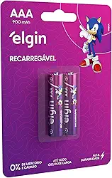 Pilha Recarregável Ni-MH AAA-900mAh blister com 2 pilhas, Elgin, Baterias, 82168