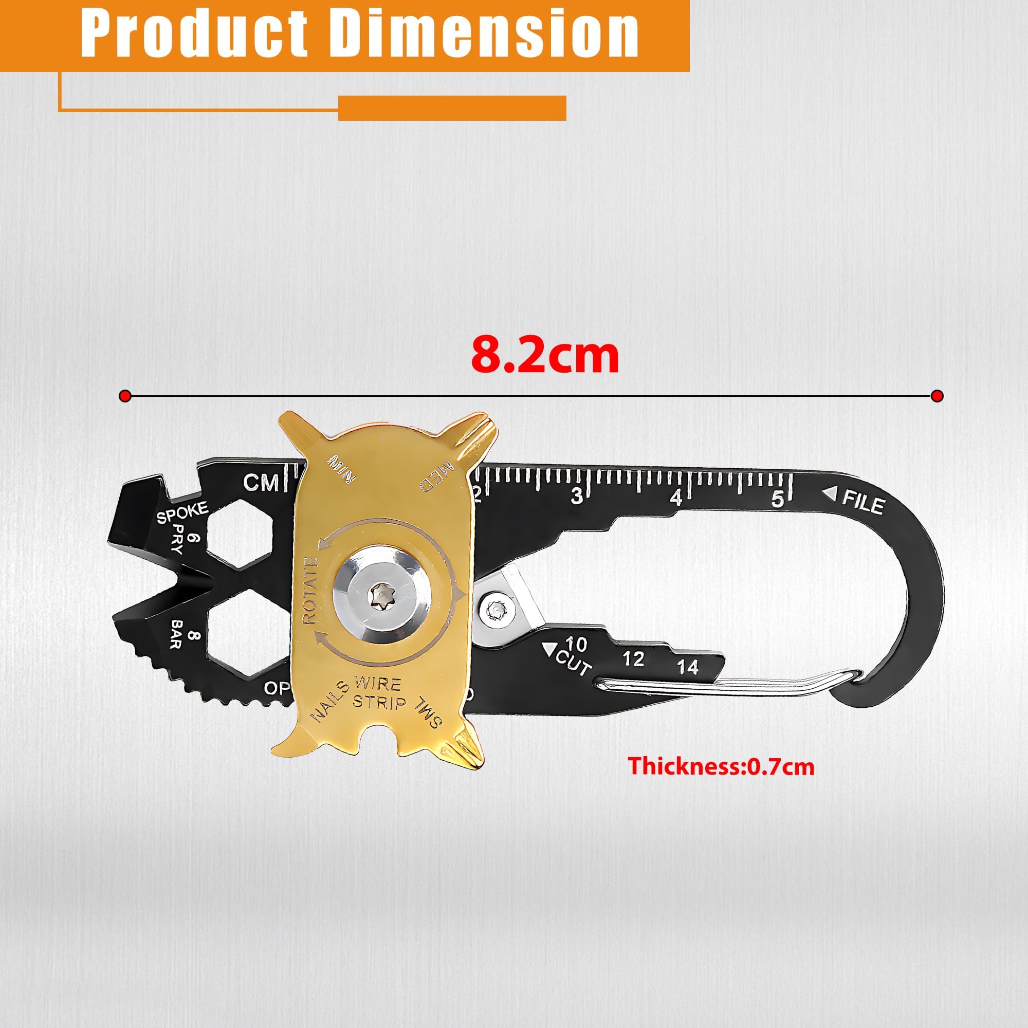 Multitool 20 In 1 A Forma Di Moschettone - Portachiavi Con Cacciavite, Lama, Chiave Esagonale, Apribottiglie - Per Campeggio E Outdoor - 5
