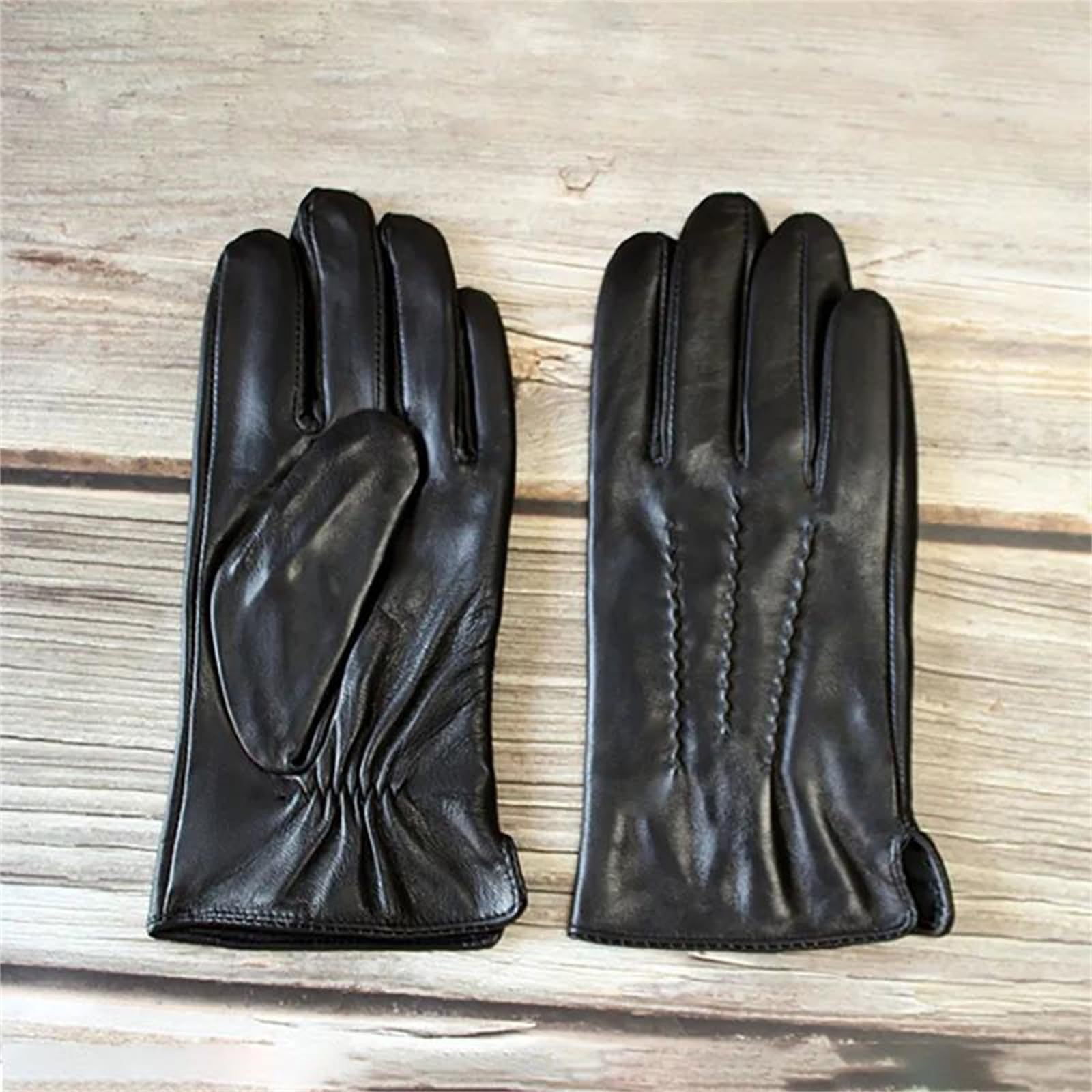 Guantes de piel de oveja auténtica para hombre, con forro de rayón fino, para pantalla táctil, mensajes de texto, verano, al aire libre, conducción