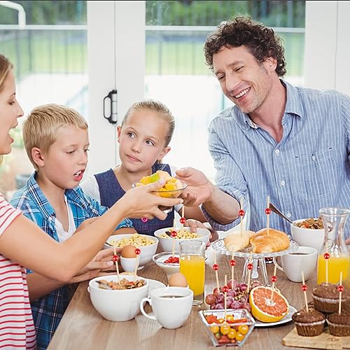 Miniatura 10 de Palillos de dientes para aperitivos, 100 palillos de cóctel decorativos, brochetas de bambú de 4.7 pulgadas de largo, palillos de madera elegantes