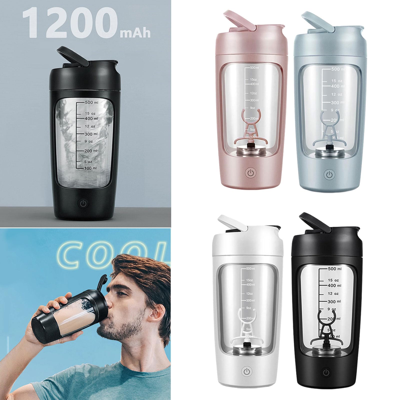 Shaker elettrico con scomparto in polvere 650ml Shaker Protein Shake ricaricabile Protein Mixer Shaker Proteine Shake Proteine Shake