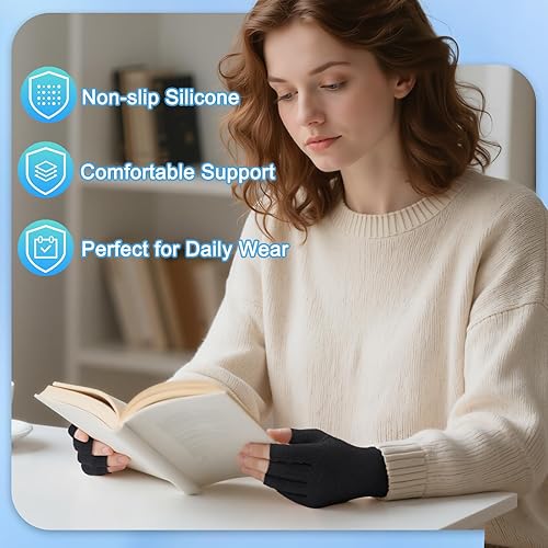 Miniatura 5 de 2 pares de guantes de compresión para artritis aliviar la artritis reumatoide osteoartritis dolor en el túnel carpiano guantes de compresión para