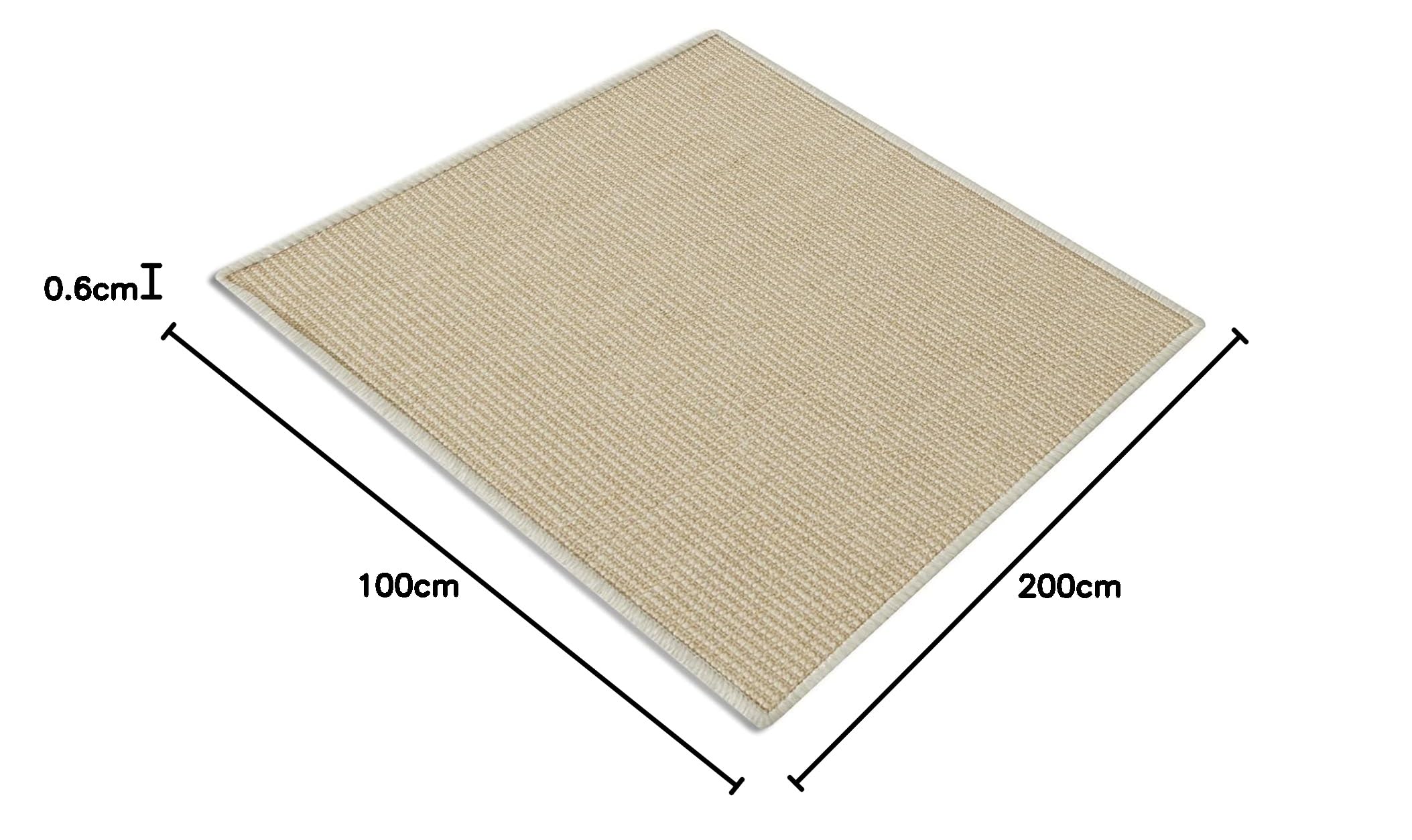 KARAT Tappeto per graffi in Sisal, protezione ideale per i vostri mobili e il benessere del gatto, tappeto in sisal resistente, tappeto per gatti con bordo in cotone, tappeto in fibra naturale (100 x