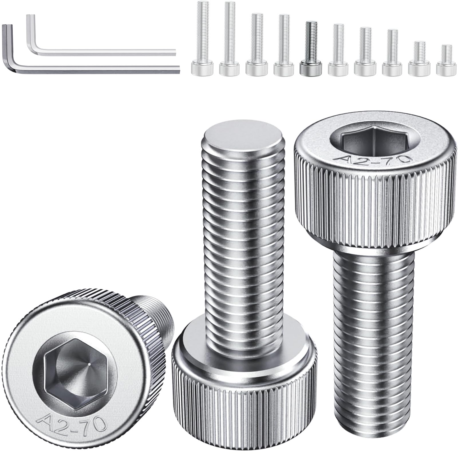 YOOPIN 30PCS M6 x 20mm Hex Socket Head Cap Screws Bolts, DIN912 304 Stainless Steel M6 Bolts, Fully Threaded Hex Drive Head Cap Bolt with Allen Key, Allen Socket Drive Bolt for DIY and Furniture