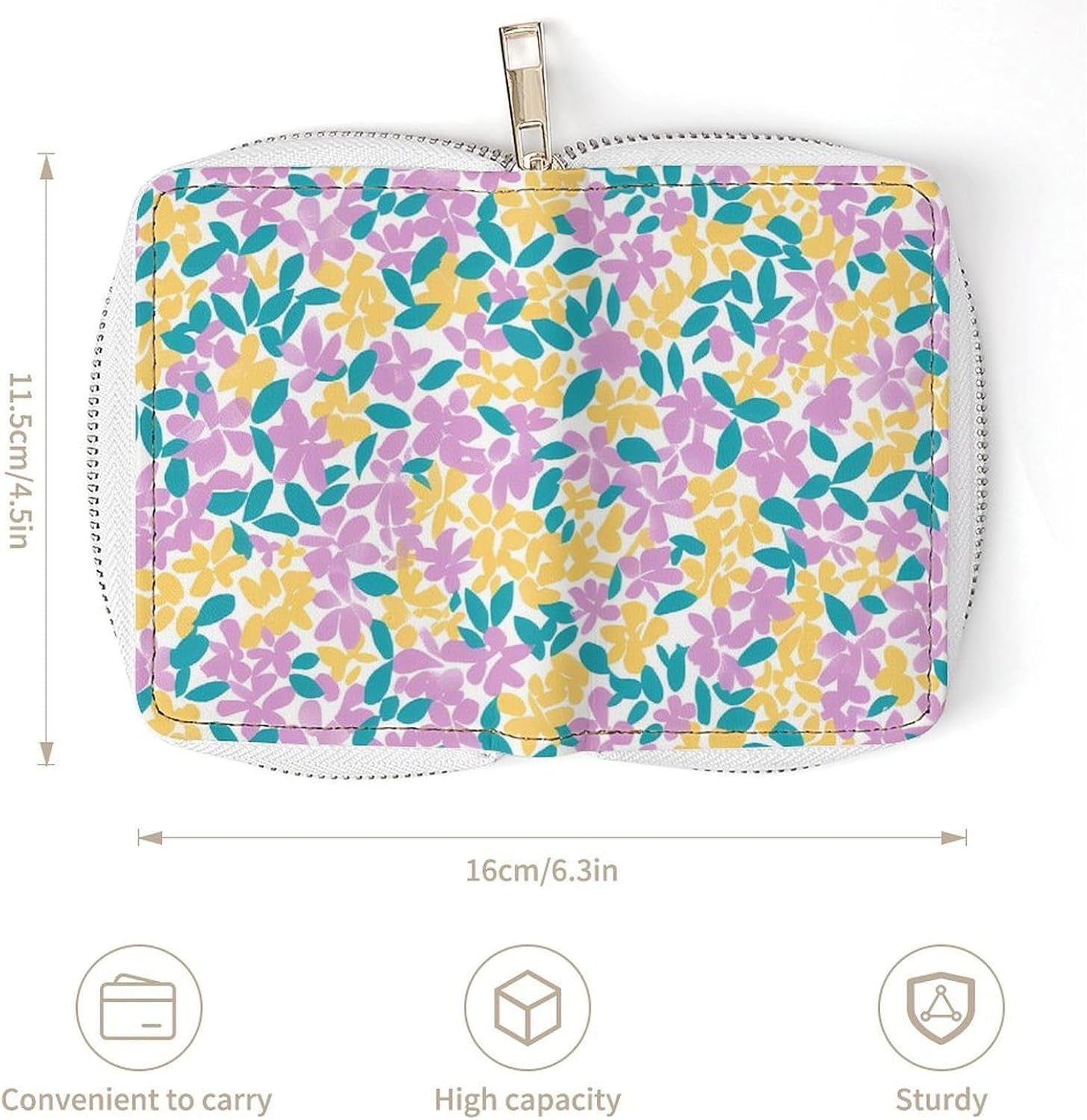 Vintage Cute Pastel Floral Small Business Credit Card Holder Wallet with 20 Card Slots Case Coin Purse Pouch