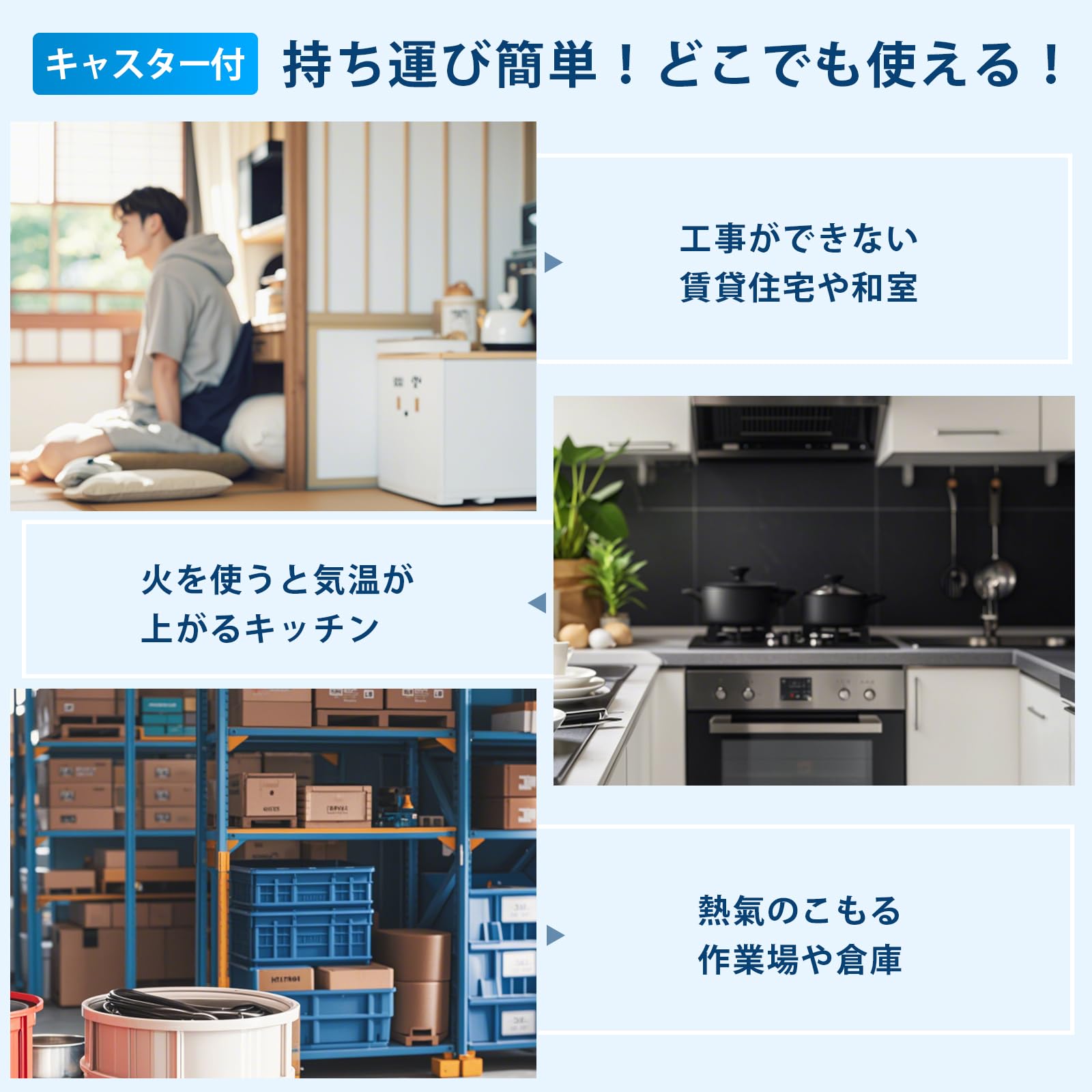 ポータブルクーラー2.2kW 美品　冷風 除湿 冷房 キッチン 倉庫 ガレージ キャスター付き 工事不要 Amazon | ガービー(Garvee) スポットクーラー 移動式クーラー 家庭用