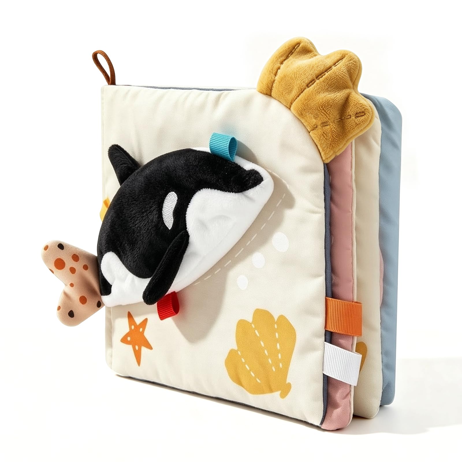 Evoceler Baby Books, Newborn Sensory Soft Books Toy, High Contrast Touch Crinkle Cloth Books, Early Development Baby Bath Toy Gift for 0+ Months Infant Boy Girl, Sea