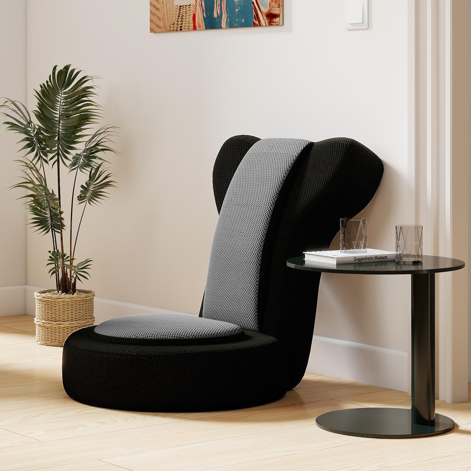COSTWAY Sedia da Terra, Poltrona Relax con Schienale Regolabili a 14 Posizioni, Sedia da Pavimento Pieghevole, per Camera da Letto e Salotto (Grigio)