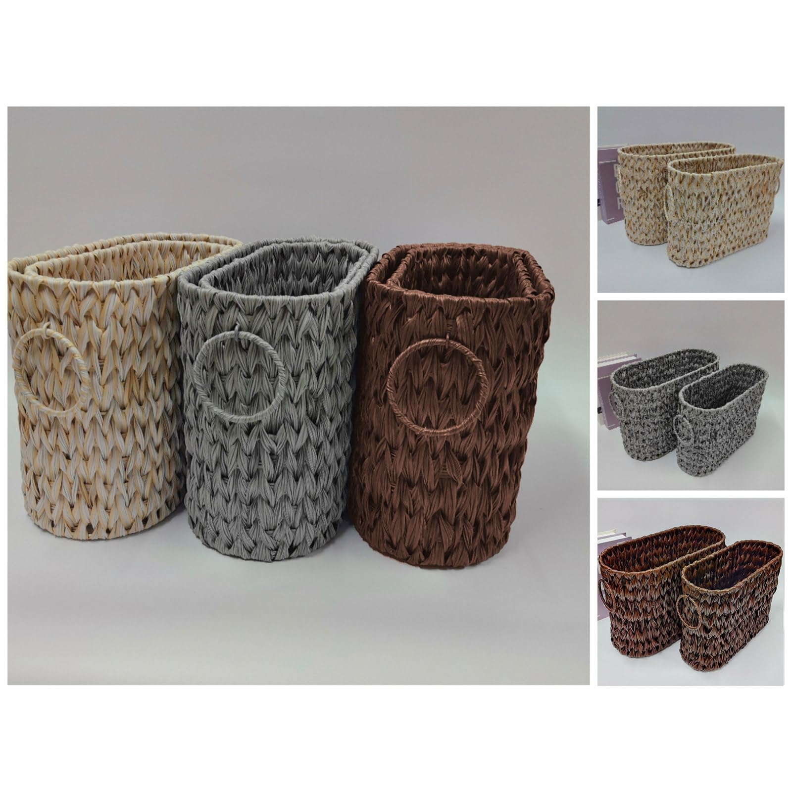 Elegante cesta de almacenamiento de mimbre multiusos para baño, hogar o armario, cesta de almacenamiento de baño