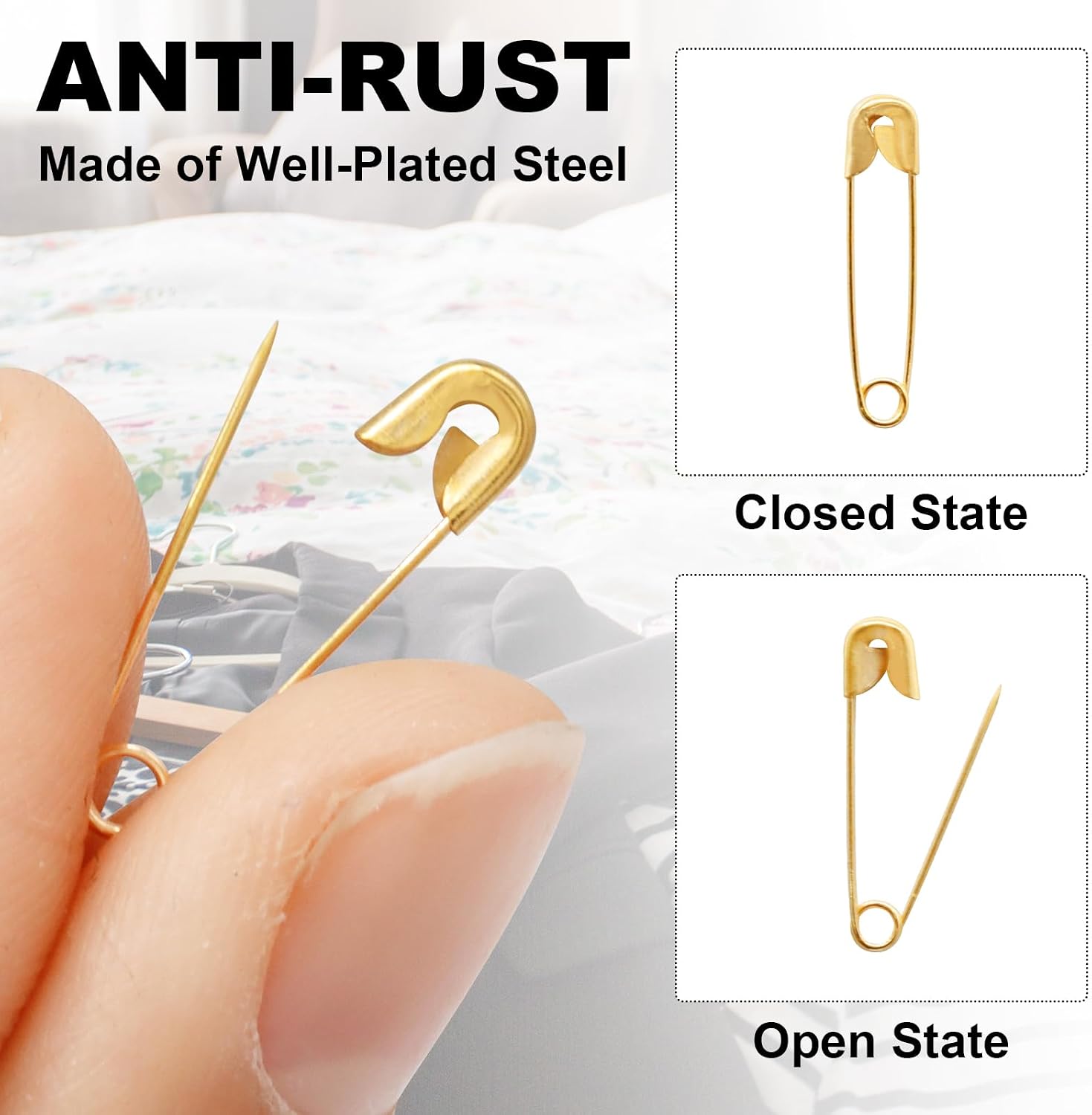 120 PCS Small Safety Pins, 3/4 Inch / 19mm Mini Gold Safety Pins Size 00, Tiny Size Suitable for DIY Crafts, Jewelry Making, Clothing Tags, Sewing, Quilting