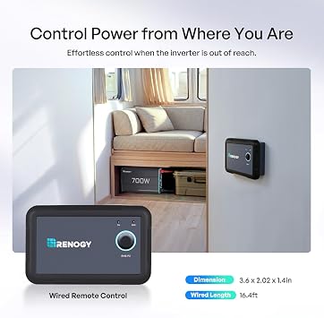 Renogy P2 700W Pure Sine Wave Inverter 12V DC to 120V AC for RV Truck Home