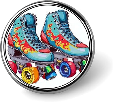Button Badge 1 Inch Metal Craft Round Button Pins Colorful Roller Skates Buttons Badge Mini Motivational Broochs Pins Badges for Clothing Hat Decoration Costume Backpacks Accessory