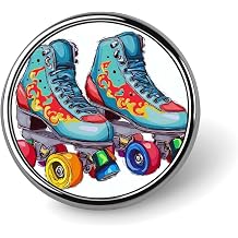 Button Badge 1 Inch Metal Craft Round Button Pins Colorful Roller Skates Buttons Badge Mini Motivational Broochs Pins Badges for Clothing Hat Decoration Costume Backpacks Accessory