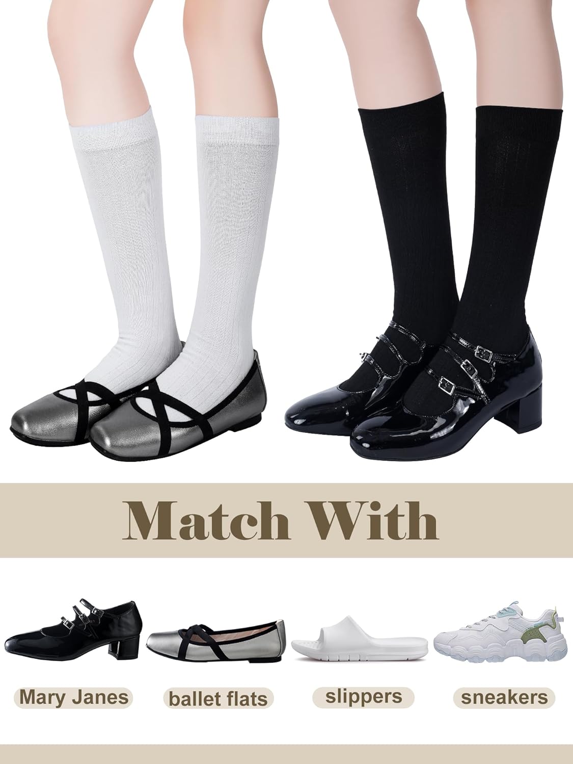 Shihanee 4 Pairs Women Ribbed Knee High Socks Warm Cotton Slouch Long Socks Knit Boot Socks for Women Adult Girls Autumn Winter Match - Image 4