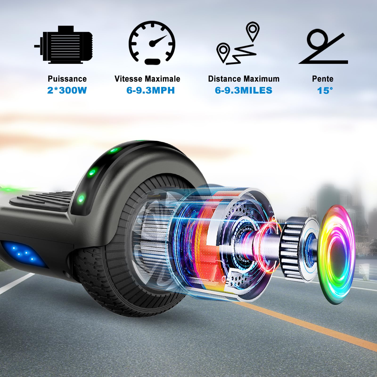 Hoverboard z Bluetooth i światłem LED, prezent dla dzieci