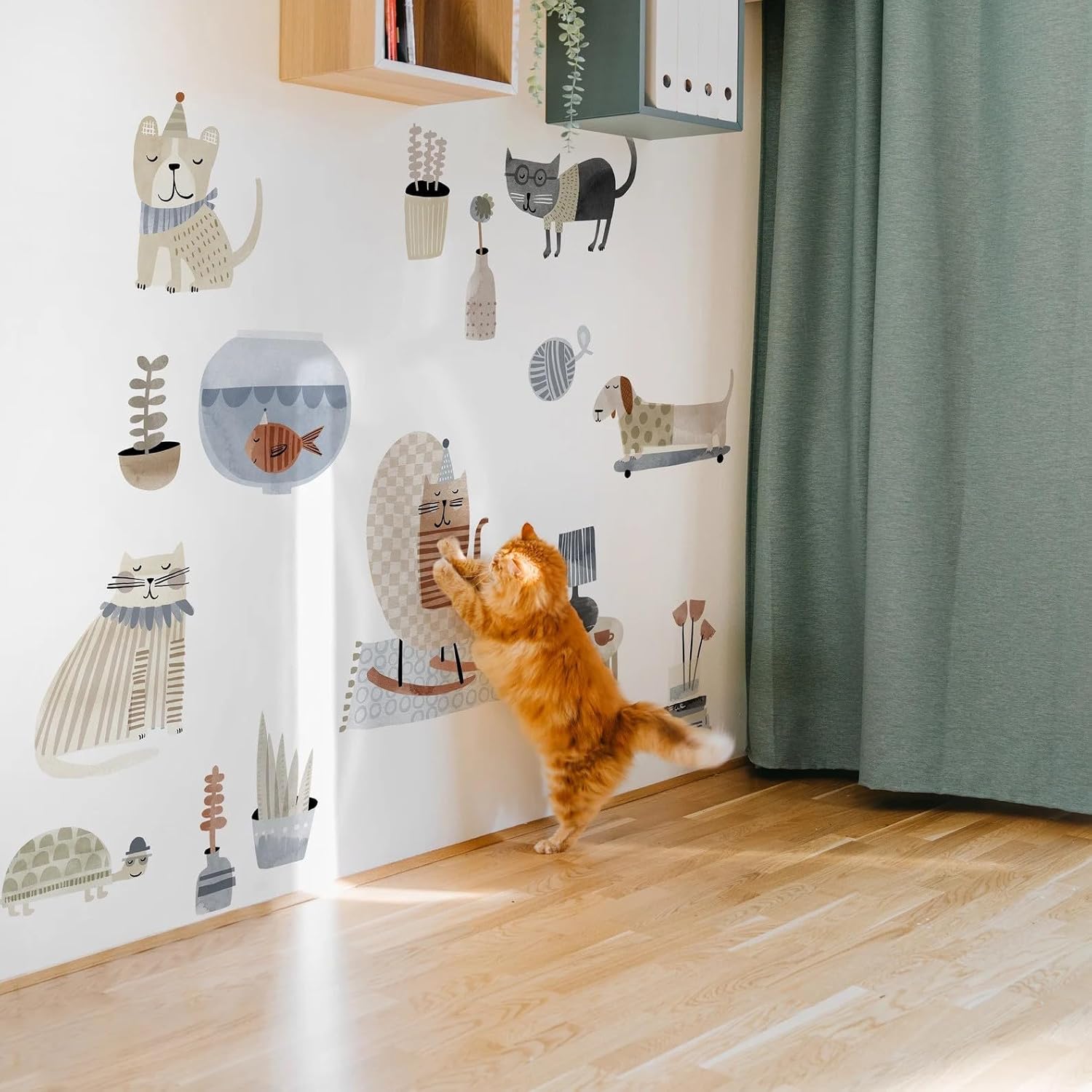 Dogs and Cats Wall Decal for Kids Room - Watercolor Dog Party Decorations - Cat Birthday Decoration - Dog & Cat Pet House Kit - Peel and Stick Cute Puppy & Kitten Decor for Pets