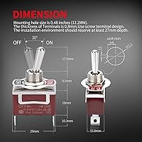 Vista 3 de DaierTek SPST - Interruptor de palanca impermeable de 12 V CC 30 A, 125 VCA, 20 A, marina, resistente, 2 pines, terminales de pala de encendido