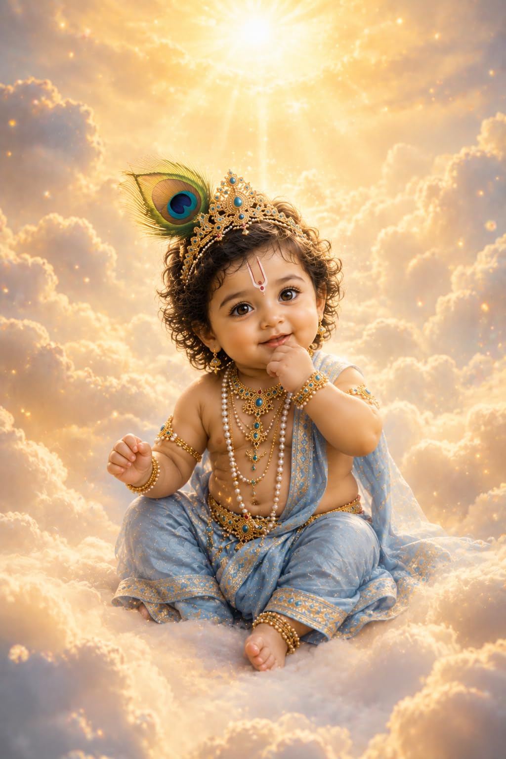 Divine Baby Krishna in Clouds HD Printed Poster, 12x18 Inch, Self Adhesive Matte, Religious Theme, Unframed Wall Decor for Room | Posters For Pregnant Women | Hindu Deity Baby Krishna Poster For Room Decoration (Print 1)-image-38