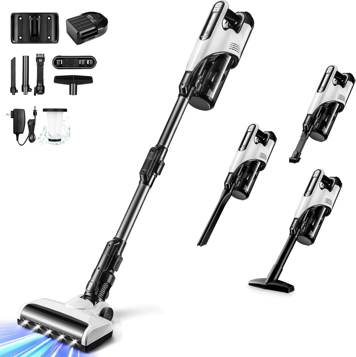 DEKOPRO Cordless Vacuum Cleaner Stick Rechargeable: Powerful Suction Vacuum Cleaners for Home, Lightweight, Portable, Handheld and Versatile with LED Headlights for Pet Hair, Carpet, Hardwood Floor DEKOPRO Cordless Vacuum Cleaner Stick Rechargeable: Powerful Suction Vacuum Cleaners for Home, Lightweight, Portable, Handheld and Versatile with LED Headlights for Pet Hair, Carpet, Hardwood Floor