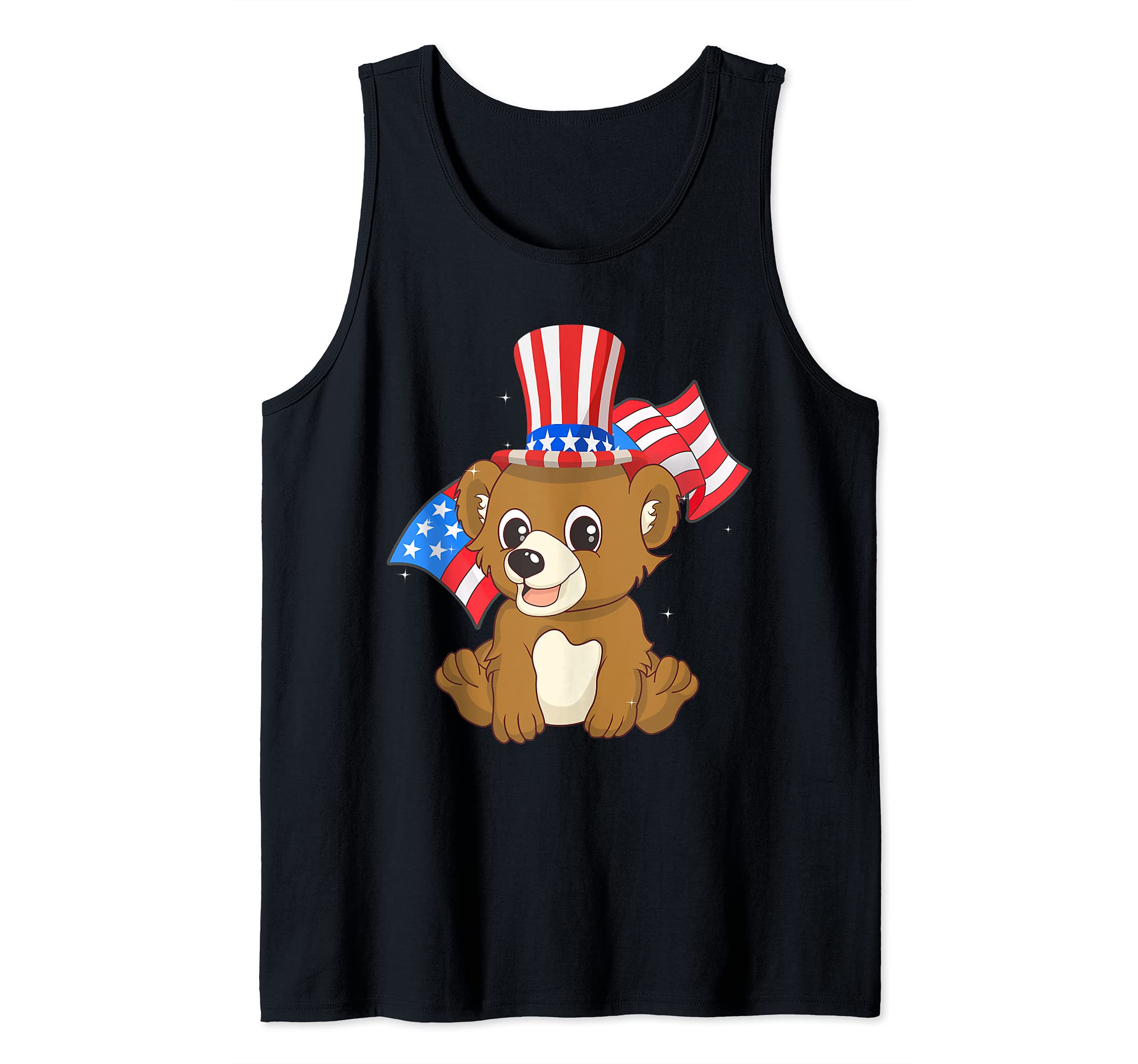 America 4th of July Independence Day Patriotic Bear Tank Top