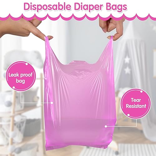 Miniatura 4 de 1600 bolsas de pañales desechables para bebé, sacos de pañales perfumados con asa de corbata, bolsas de basura para excrementos de bebé, bolsas de