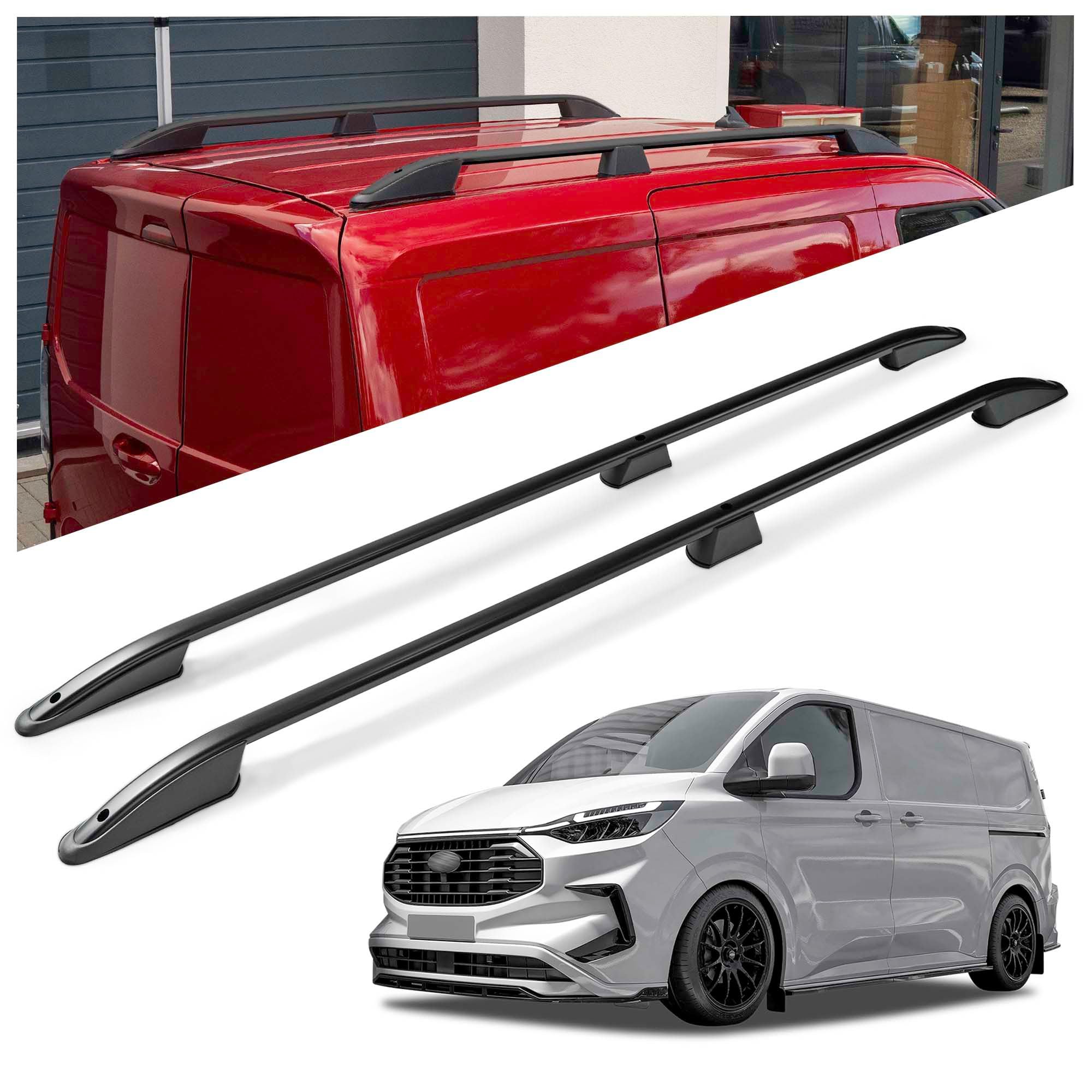 CHROMEMASTER | Barres de Toit Longitudinales Compatibles avec Ford Transit Custom L1 Court 2023+ | Permettent l’Installation de Barres de Toit, Coffre de Toit, Porte-Vélos et Accessoires de Transport