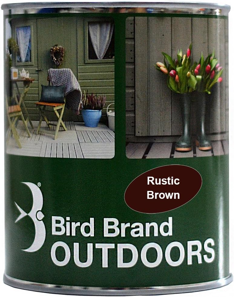 Bird Brand Outdoor Garden Paint Satin Finish (1 Litre, Rustic Brown)