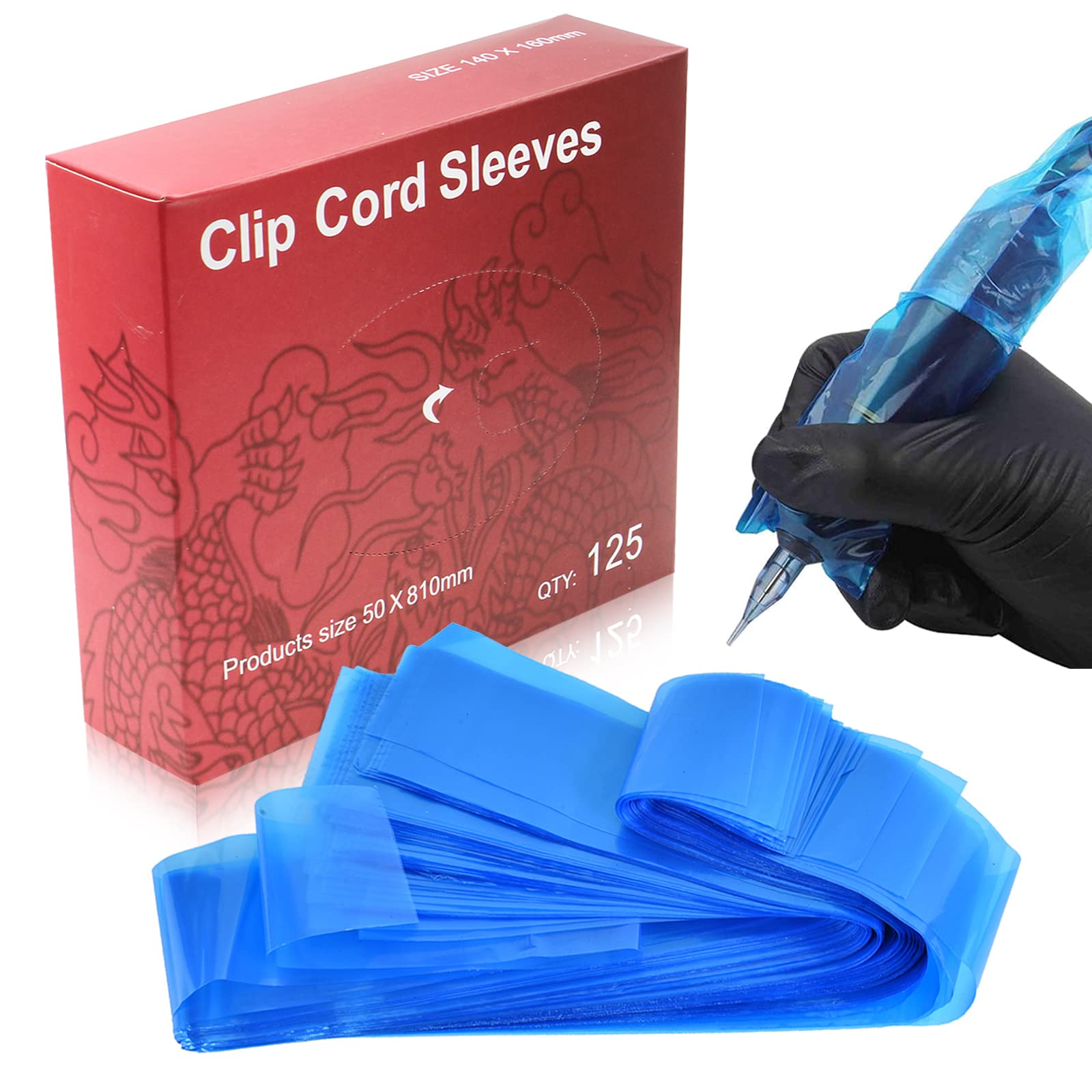 Emalla Tattoo Sleeves - 125Pcs Clear Tattoo Machine Pen Covers Dustproof Tattoo supplies Accessories