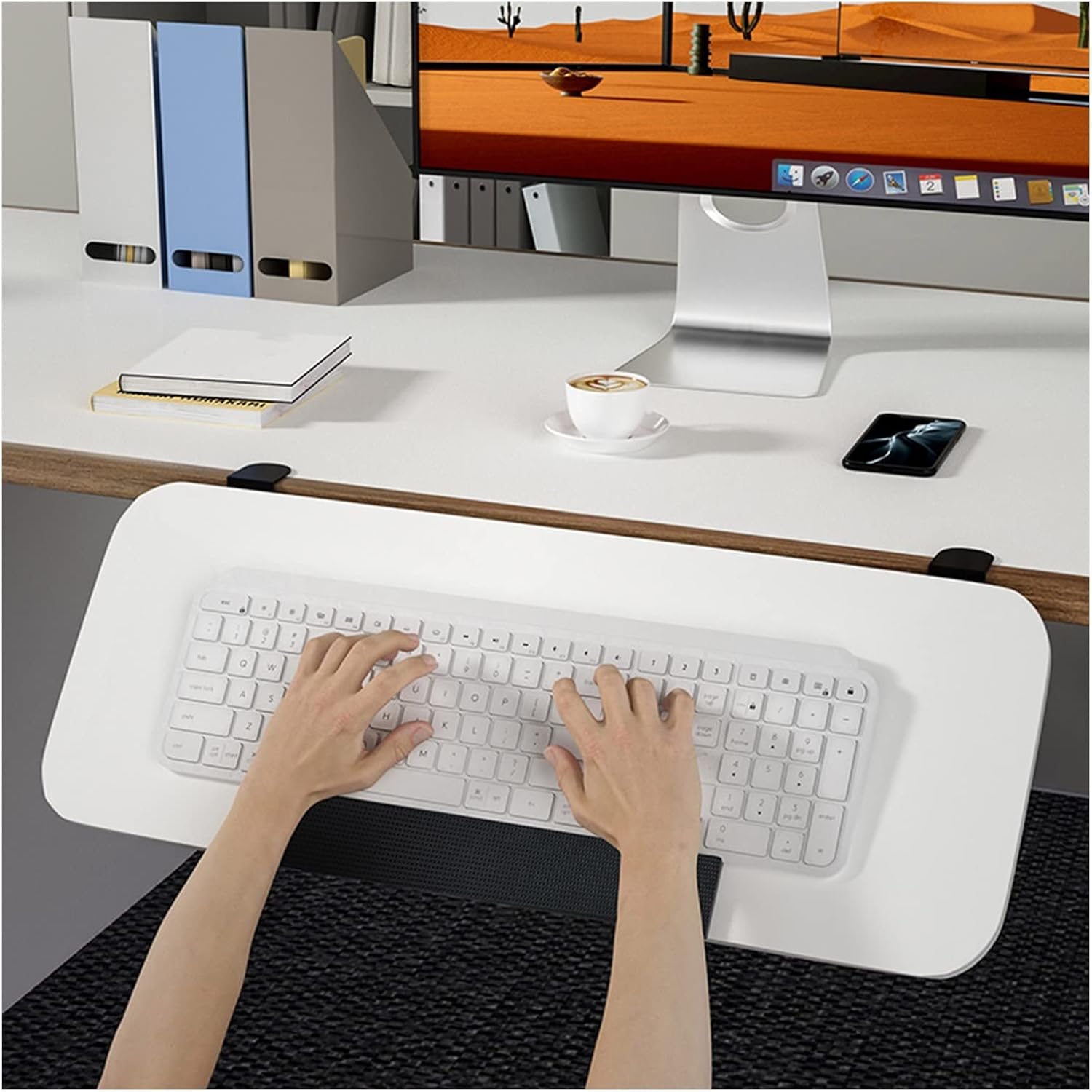 Clampon Keyboard Tray, Tilt Angle Adjustable Keyboard Platform Extender, Ergonomic