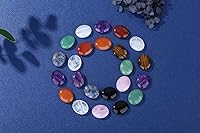 Vista 3 de LAIDANLA Juego de 5 piezas de cristal de piedra triturada de amatista y piedras curativas ovaladas de palmera, piedras preciosas naturales a granel