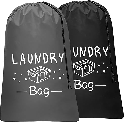 Sylfairy Paquete de 2 bolsas de lavandería de viaje extra grandes, bolsa de hombro duradera para ropa sucia con cordón, bolsa de lavandería de viaje