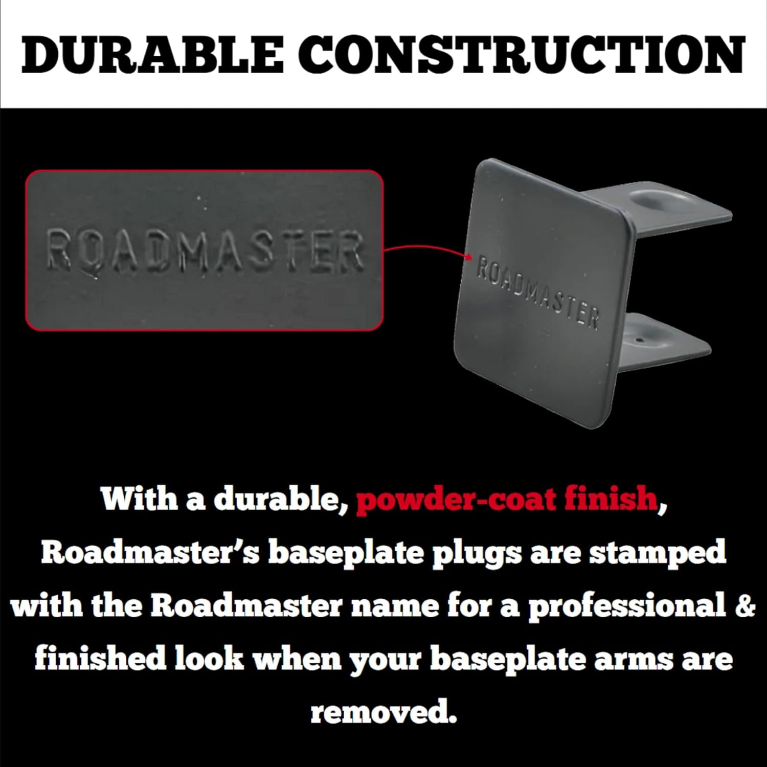 Roadmaster 200-5 Pair of XL Series Baseplate Plugs fits Square Tubed Receivers with 1-1/2" Inside Diameter | Heavy-Duty Design with Durable Powder Coat Finish | Keeps Out Dirt & Moisture