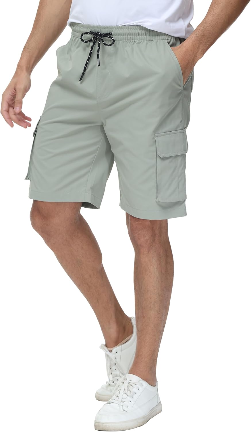 YuKaiChen Men's Cargo Shorts Relaxed Fit Stretch Drawstring Elastic Waist Casual Shorts with Pockets