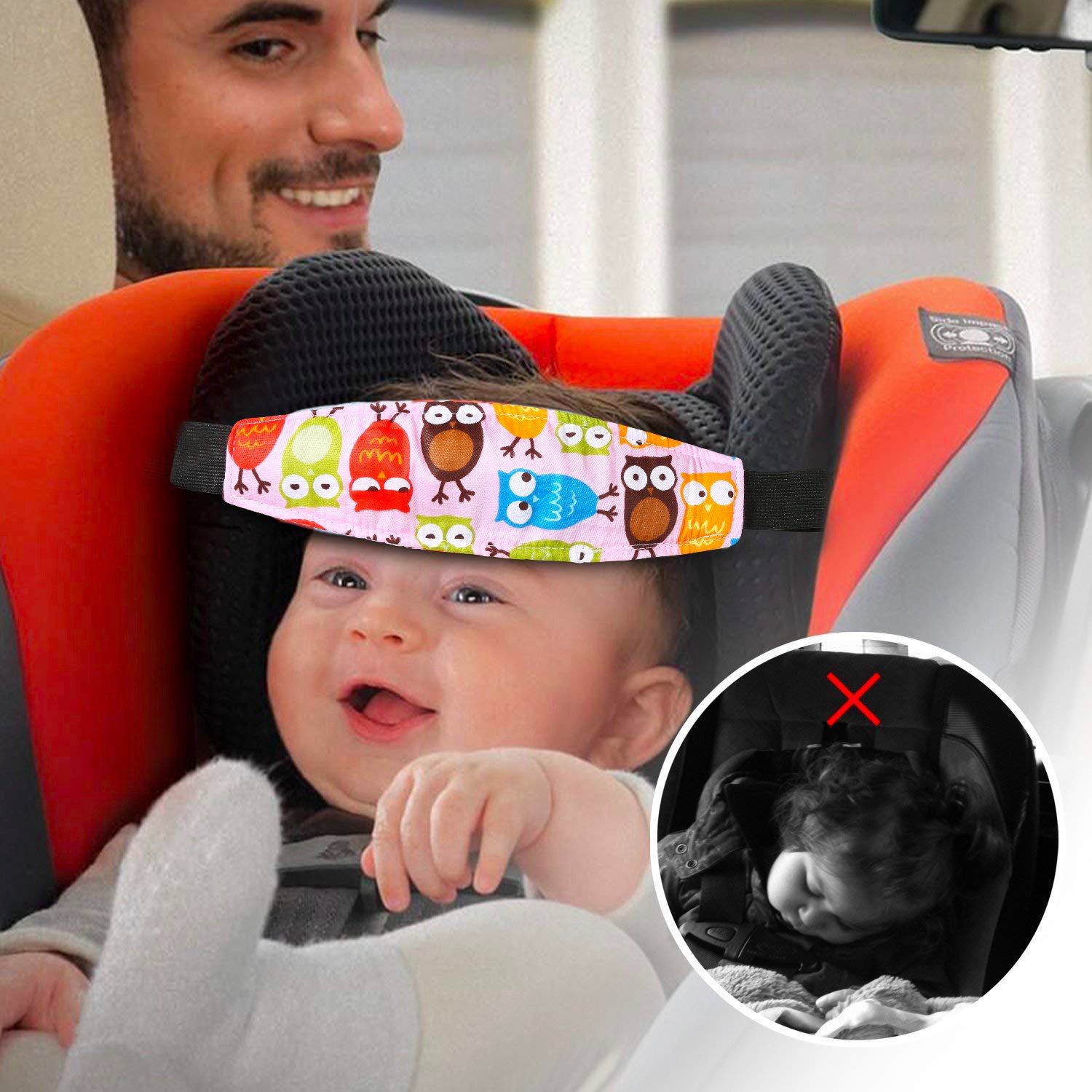 Paquete de 2 unidades para alivio de cuello y cabeza para asiento de coche, banda de apoyo de almohada para la cabeza, fácil instalación en la mayoría de asientos convertibles y seguridad para bebés y