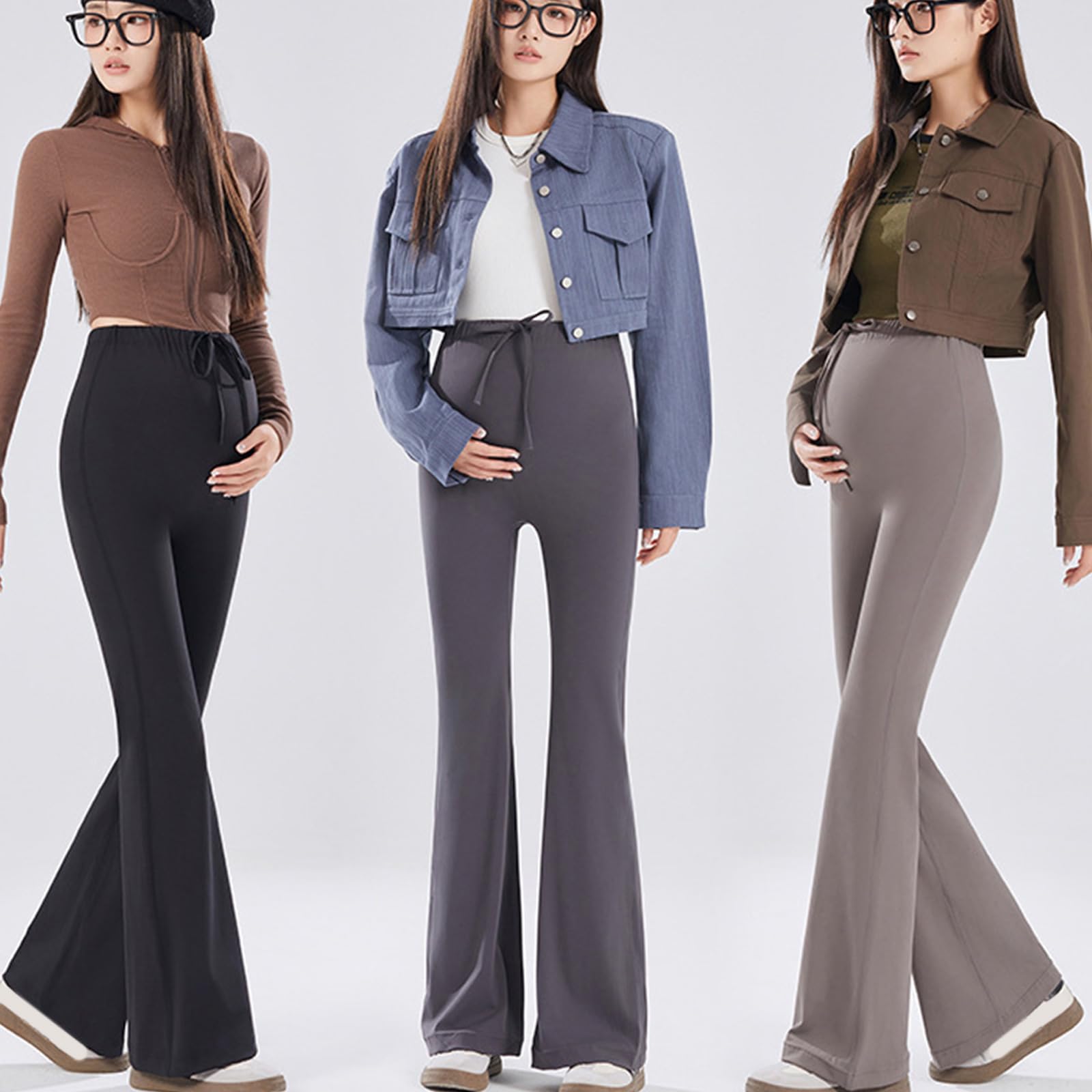 Pantaloni premaman con elastico in vita, leggings termici per gravidanza, tessuto traspirante, per calore e mobilità, leggings invernali per maternità, foderati in pile