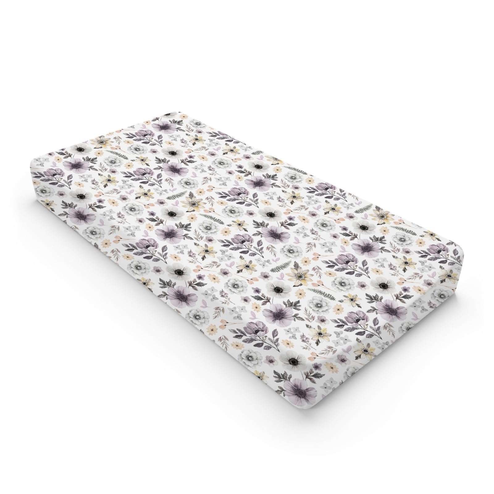 Boho Spring Flowers Leaves Baby Changing Pad Covers Boy Girl 32''x16'' Antique Floral Fitted Diaper Change Table Pad Mats Vintage Wild Floral Garden Soft Breathable Nursery Cradle & Bassinet Sheets