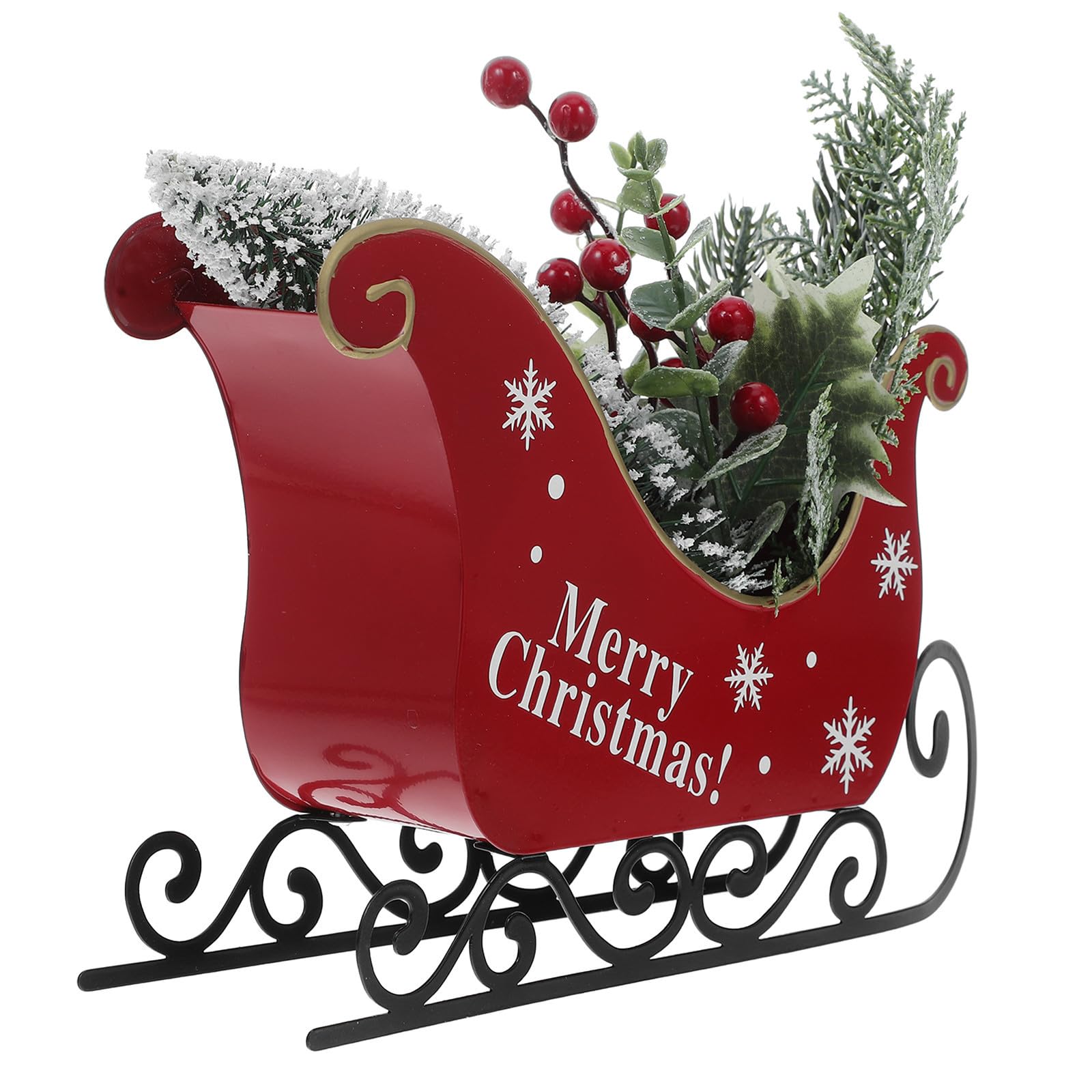 Toyvian Festivo Trineo Navideño Hierro Adorno de Rojo, para Mesa