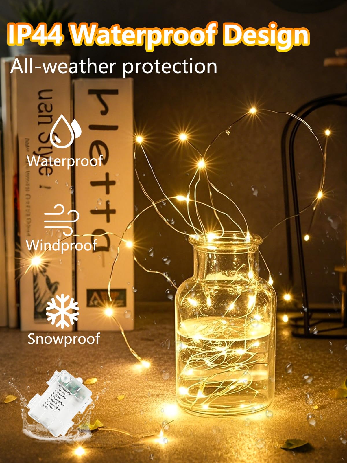4-Pack 33FT 100 LED Fairy Lights Battery Operated with Remote & Timer, Waterproof String Lights Outdoor Indoor Bedroom Decor, 8 Mode Twinkle Lights for Girl Room Xmas Party Wedding Garden (Warm White)