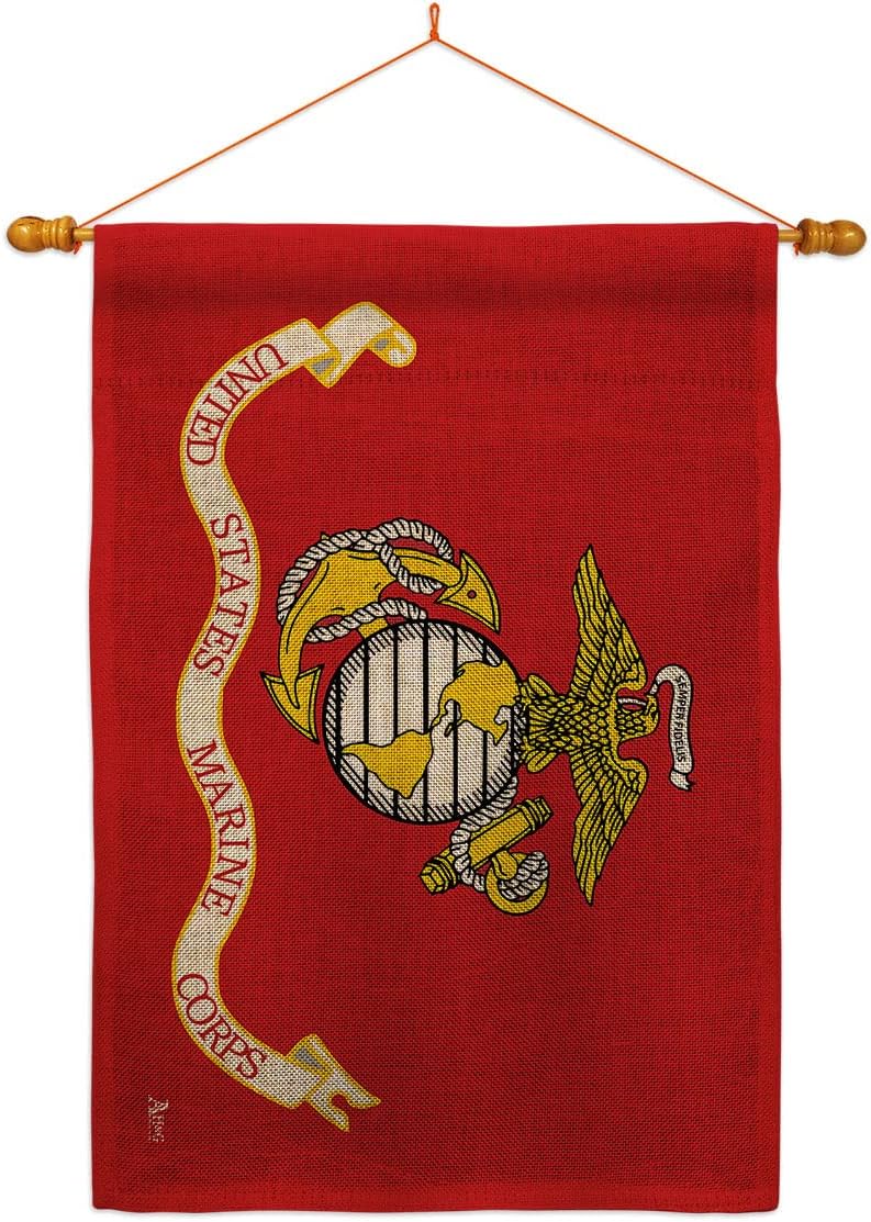 Marine Corps House Flag Armed Forces USMC Semper Fi United State American Military Veteran Retire Official Small Decorative Gift Yard Banner Double-Sided Made In USA 28 X 40