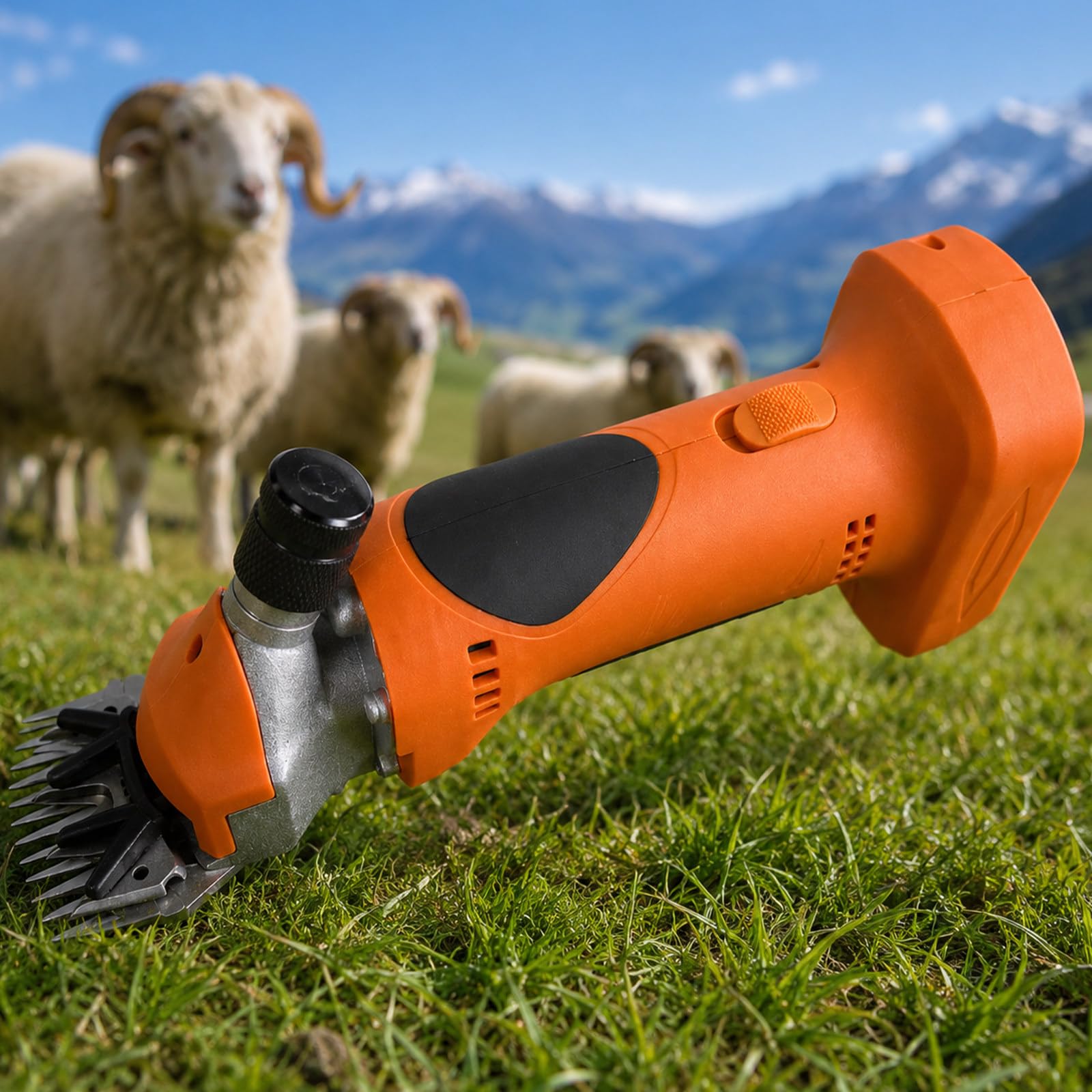 Tijeras Eléctricas Portátiles para Lana, Esquiladora para Ovejas 550W 2026 Mejorada con 6 Velocidades, Motor 0-2800 RPM, Esquiladora Manual para Ovejas, Cabras y Alpacas Orange-1Battery