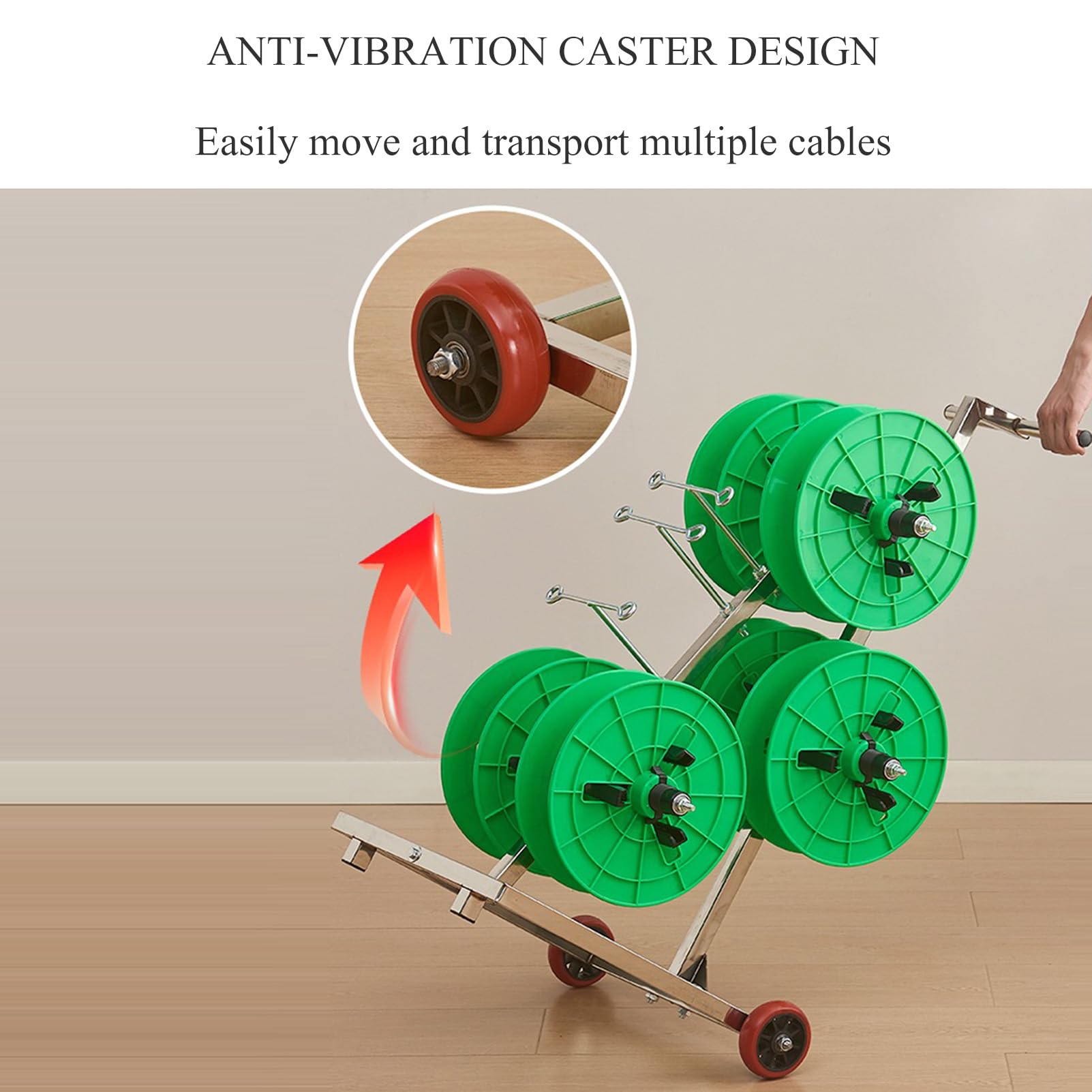 Organizador de cables resistente con ruedas, estante profesional de carrete de alambre para electricistas, dispensador de carrete de carrete grande, soporte desenrollador de alambre eléctrico