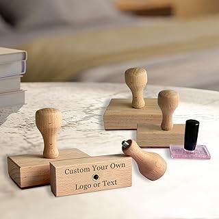 Personalized Stamp with Logo Name - Custom Rubber Stamp with Wood Handle Customized Soap Stamps Multiple Size for Business - Rectangle 1"x2"